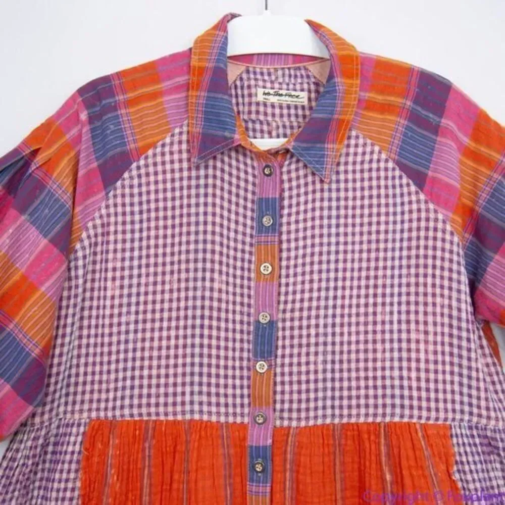 NEW Free People Moon Bay Mixed‎ Plaid Top, XS